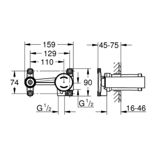 GROHE Mitigeur lavabo mural Essence + corps monocommande - taille L