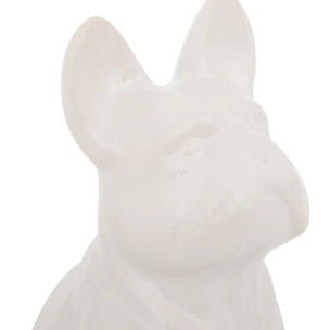 Statuette Bulldog céramique blanc H12cm