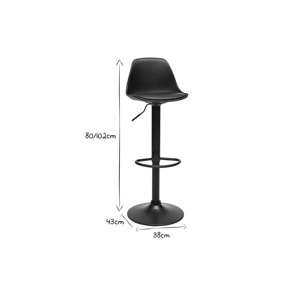 Tabourets de bar design noirs (lot de 2) STEEVY