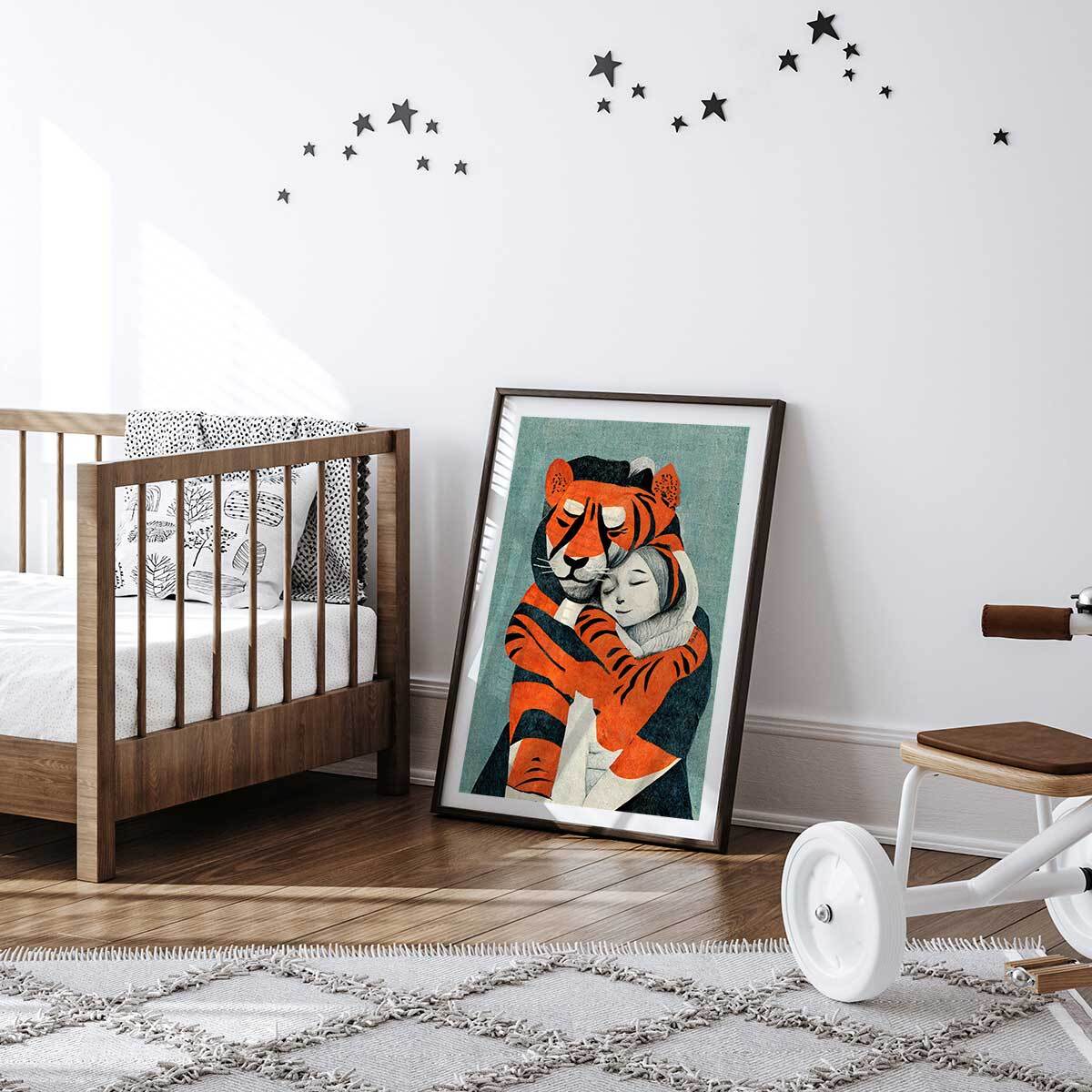 Affiche enfant mon tigre et moi  Affiche + cadre en bois - Noir