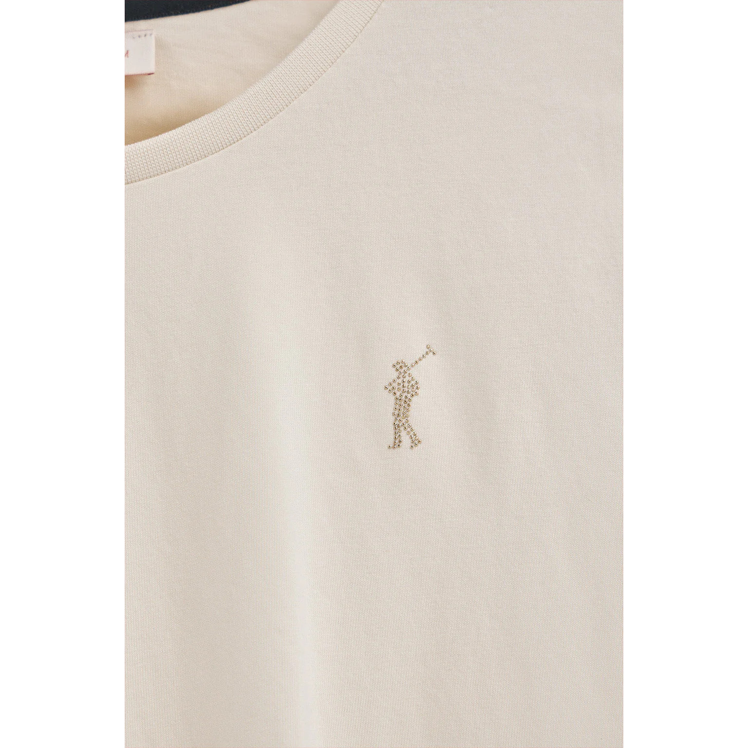 Maglietta ecrù a maniche lunghe a girocollo con logo Rigby Go Gold