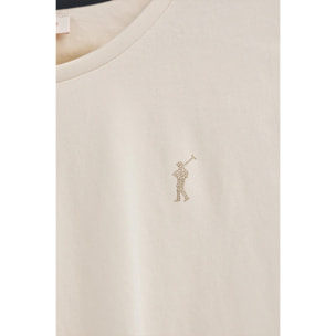 Maglietta ecrù a maniche lunghe a girocollo con logo Rigby Go Gold