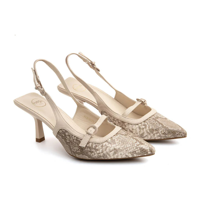 Slingback python-glam - BEIGE