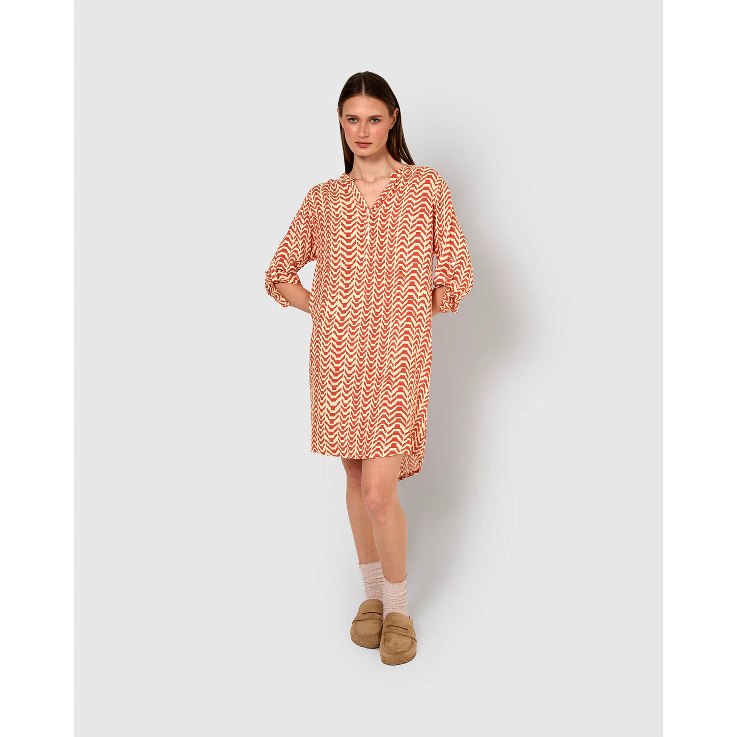 Vestido viscosa oveta teja