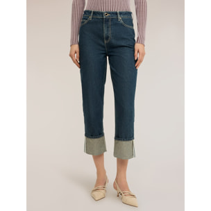 Motivi - Jeans cropped con risvolto - Blu