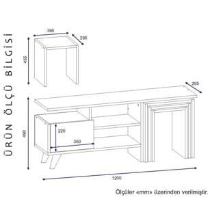 Mesa tv,100% tablero de aglomerado rechapado en melamina, color blanco

nogal