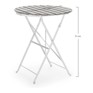 Mesa de Jardín Plegable Ambar de Madera y Metal Blanco