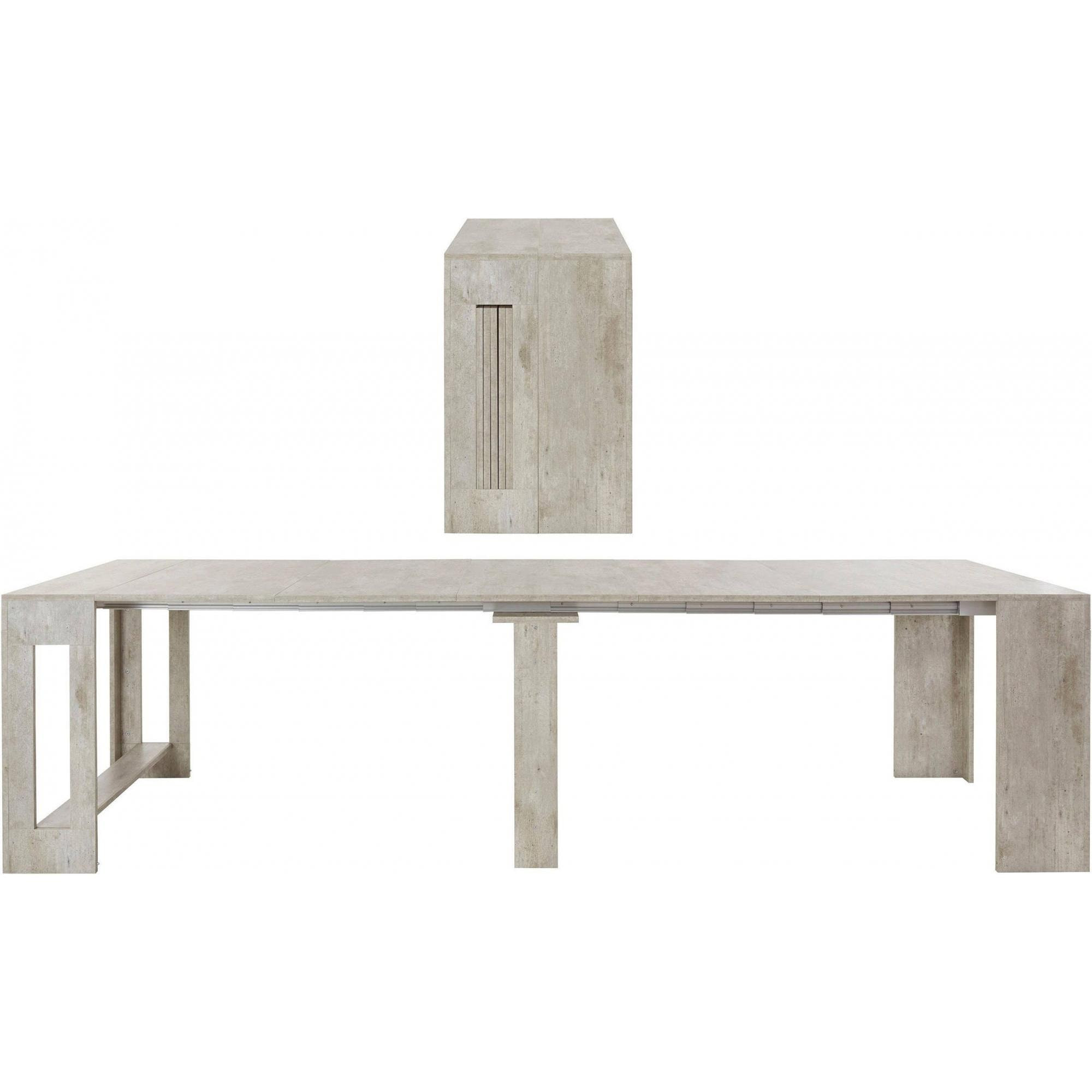 Tavolo da pranzo moderno, Made in Italy, Consolle allungabile fino a 12 posti, con portallunghe, cm 51x90h77 ( fino a 300 cm) colore Bianco lucido