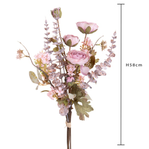 Bouquet Ranuncoli E Eucalipto - Pezzi 3 - Colore: Multicolore - 22xH58x23cm - Bianchi Dino -