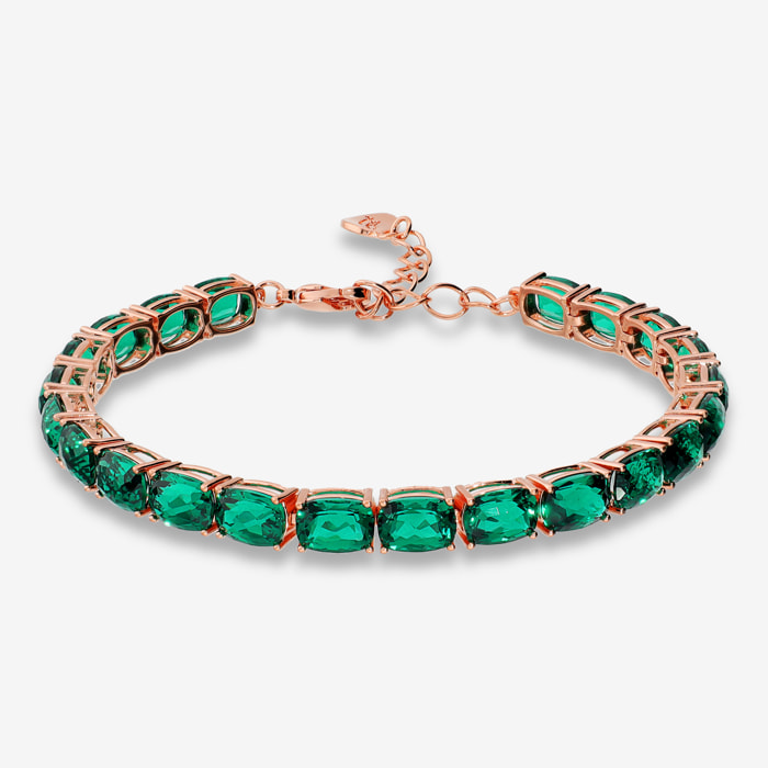 Bracciale Tennis con Cubic Zirconia Ovali Rosa Blu