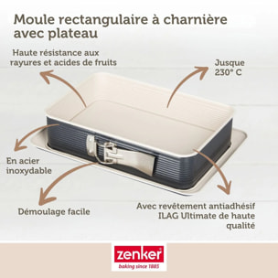 Moule à charnière rectangulaire 28 x 18 cm crème noir Zenker Smart Pastry