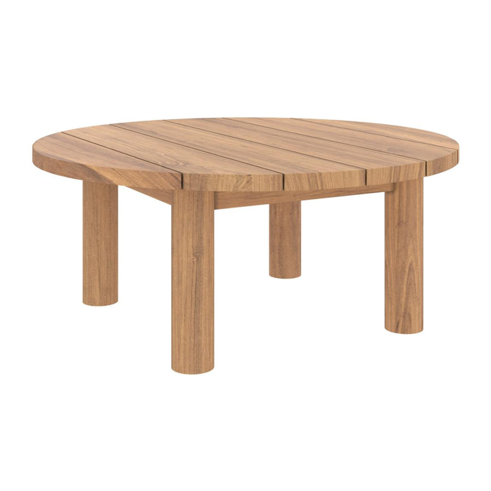 Table basse de jardin Aurland en bois de teck massif D80 cm