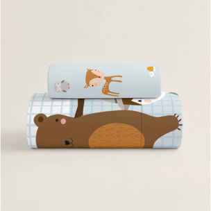 Funda Nórdica Estampada - Reversible - Infantil - Cierre Solapa - 100% Algodón - Incluye 1 Funda de Almohada - Aventura Bosque
