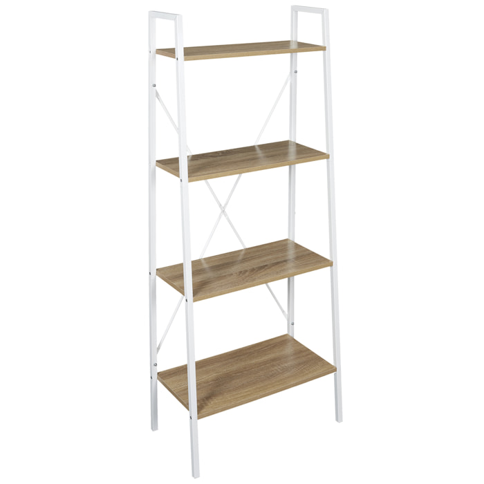 Etagere Bois Et Metal Blanc 148x60x325cm