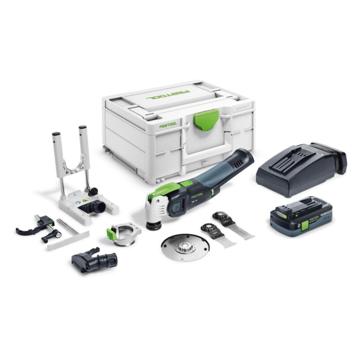 Outil oscillant VECTURO OSC 18 HPC 4,0 EI-Set - FESTOOL - avec 1 batterie 18V 4.0Ah - chargeur - accessoires - Systainer - 576593