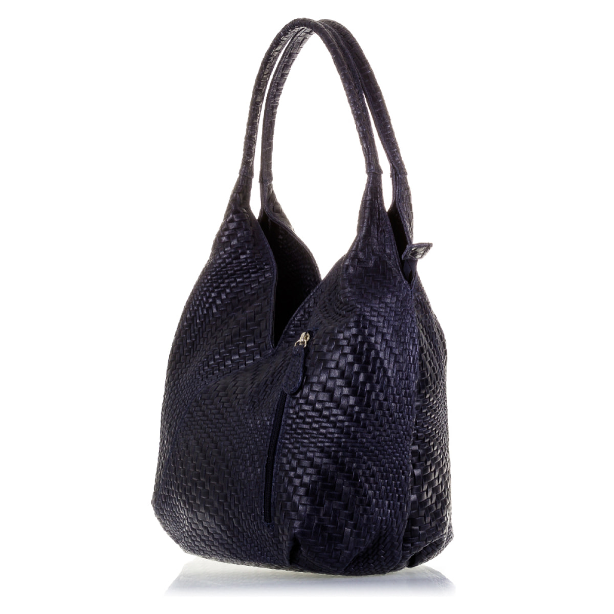 Jesi Borsa a spalla Donna.Pelle autentica Camoscio Incisa Intrecciata