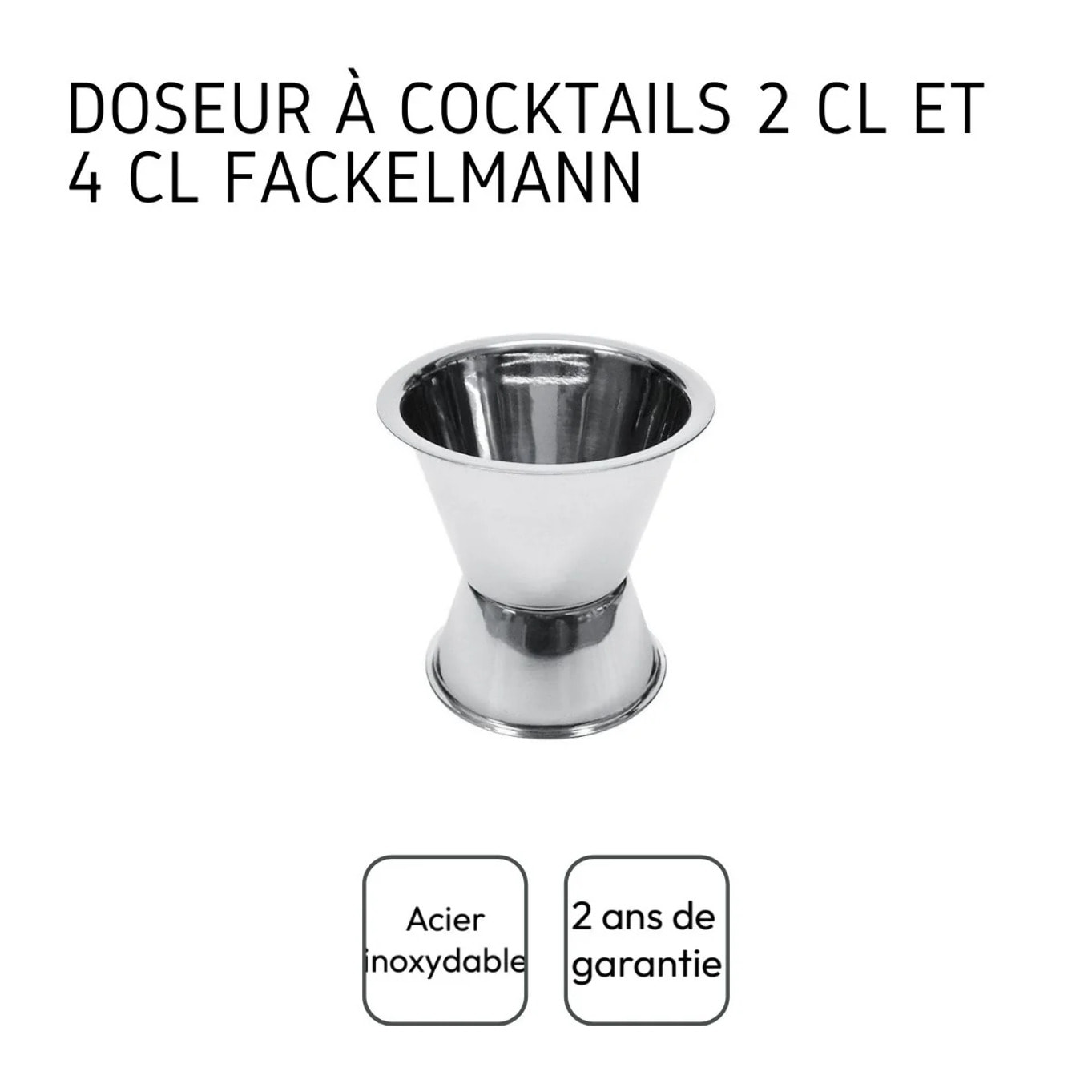 Trio cocktails shaker, doseur à alcool et 3 cuillères à cocktail inox Fackelmann Bar Concept