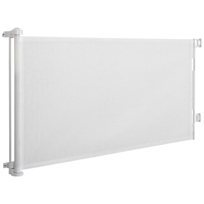 Barrière de sécurité barrière animaux rétractable automatique 1,65L x 0,85H m teslin alu. PVC blanc