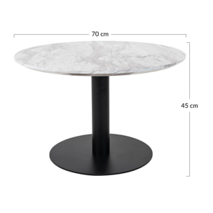 Valverde - table basse ronde - effet marbre - noir - 70 cm - Blanc / Noir