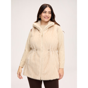 Fiorella Rubino - Gilet lungo in tessuto peluches - Beige