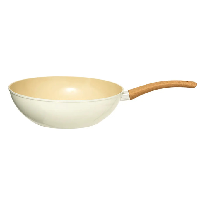 Wok "Harmony" D28cm en aluminium forgé beige