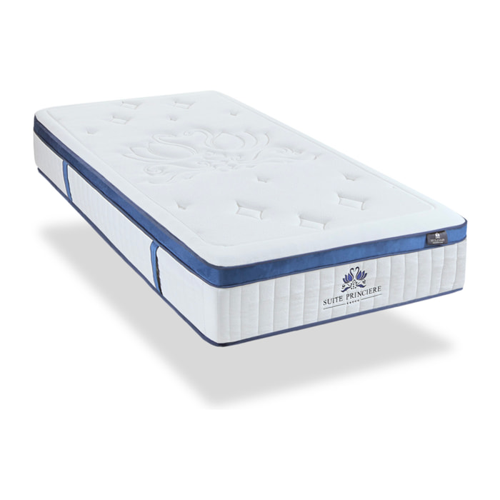 Ensemble Matelas Hybride Suite Princière & Sommier KIT15, 30 cm, Micro-Ressorts et Mémoire de Forme, Technologie tri-Lattes, Soutien Ferme