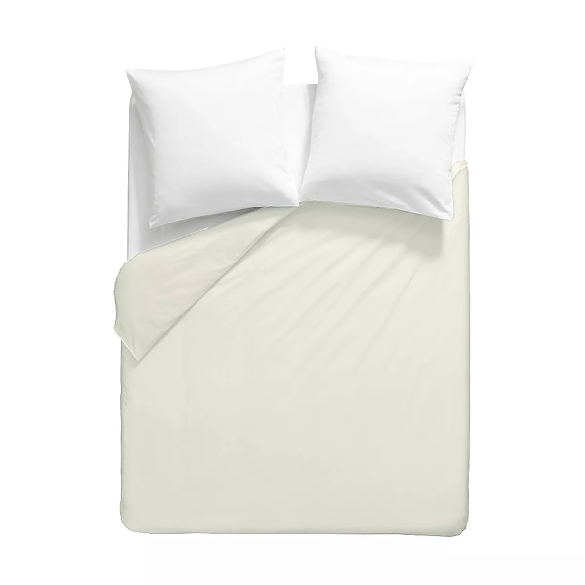 Housse de couette percale de coton uni ecru La percale francaise blanc casse
