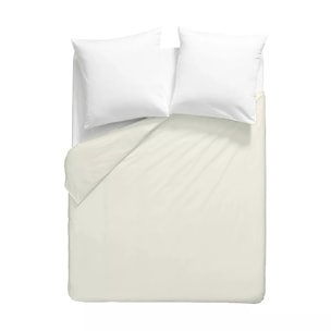 Housse de couette percale de coton uni ecru La percale francaise blanc casse