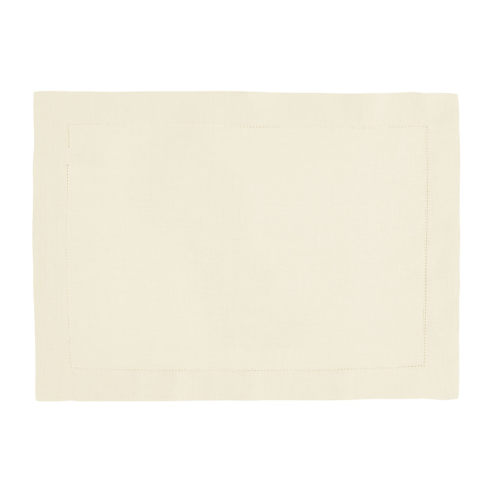 Set de table uni en lin, Made in France, FLORENCE , Blanc Crème