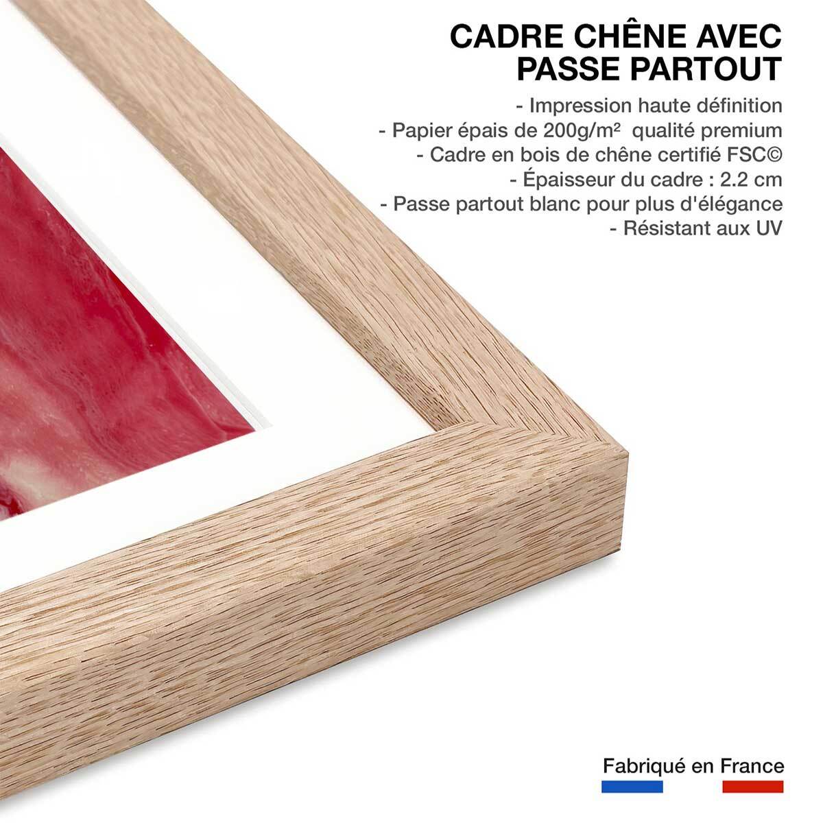 Poster vanille fraise Affiche sous cadre bois