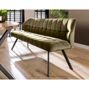 Neela - banc de table - en velours - 3 personnes - Vert Kaki