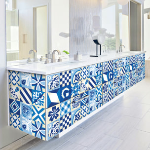 Stickers muraux - Sticker Mural Carrelage adhésif Cuisine Salle de Bain - 60 STICKERS CARRELAGES MEUBLE BORGES