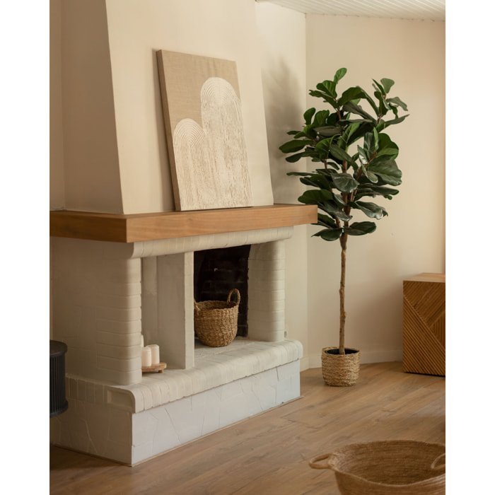 Cuadro blanco y beige decorativo sobre lino con bastidor de madera pintado artesanalmente con pintura al óleo en varias medidas