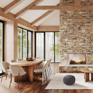 Pouf tricot rond en coton gris foncé  D40 cm - Elisa