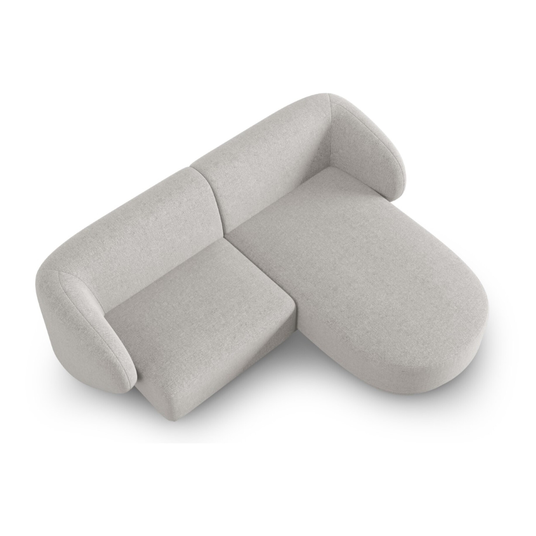Canapé d'angle droit modulable "Lionel" 3 places en chenille argent chiné