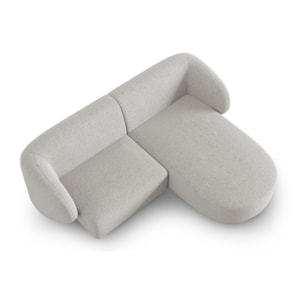 Canapé d'angle droit modulable "Lionel" 3 places en chenille argent chiné
