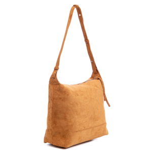 Atella bolso bandolera grande de piel auténtica gamuza.