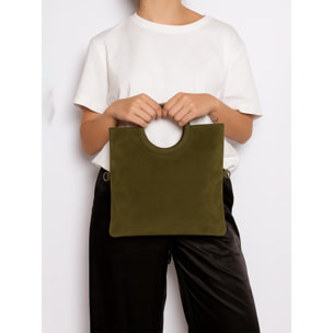 Borsa a mano da donna Made in Italy - Modello Zelia - Pelle scamosciata - 29.0 x 30.0 x 1.0 cm