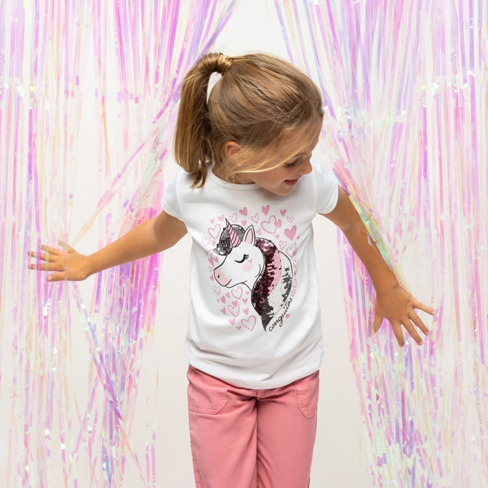 Camiseta reversible con lentejuelas <<Unicornio>> para niña