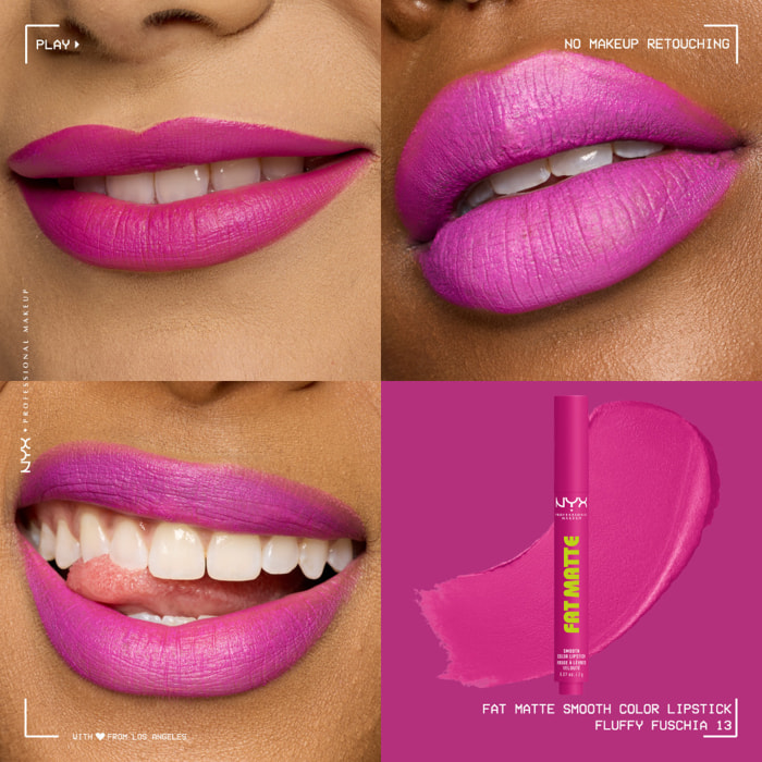 NYX Professional Makeup Fat Matte Rouge à Lèvres Mat Crémeux Fluffy Fucshia