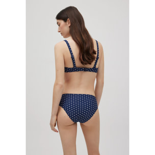 Slip bikini a vita bassa con scollo a V e pois