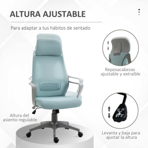 Silla de Oficina Altura Ajustable con Respaldo Azul