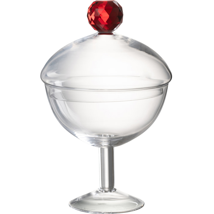 J-Line pot de conservation Diamond Cristal - verre - transparent/rouge - large