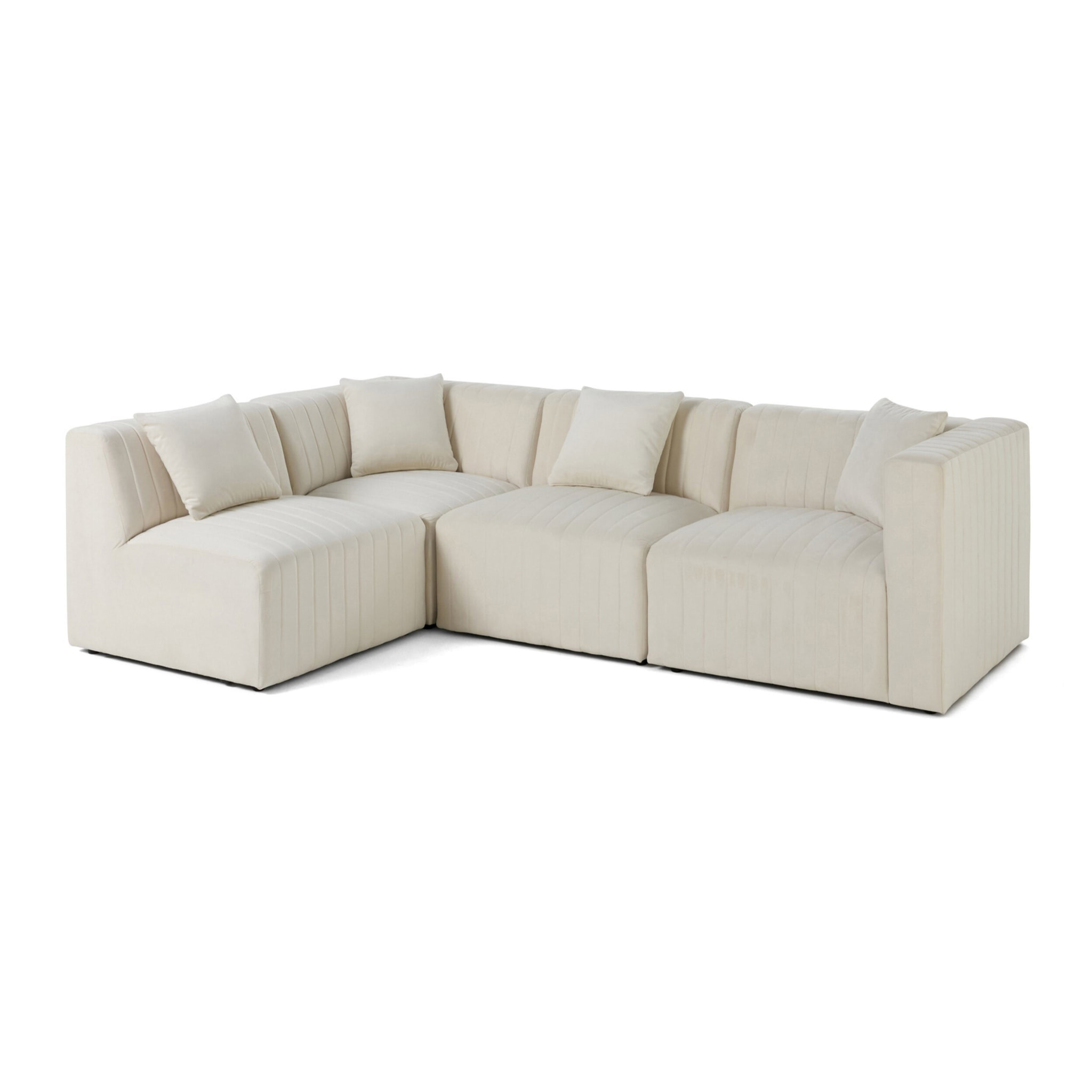 Nova - canapé modulable d'angle gauche - 5 places - en velours - Beige