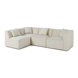 Nova - canapé modulable d'angle gauche - 5 places - en velours - Beige