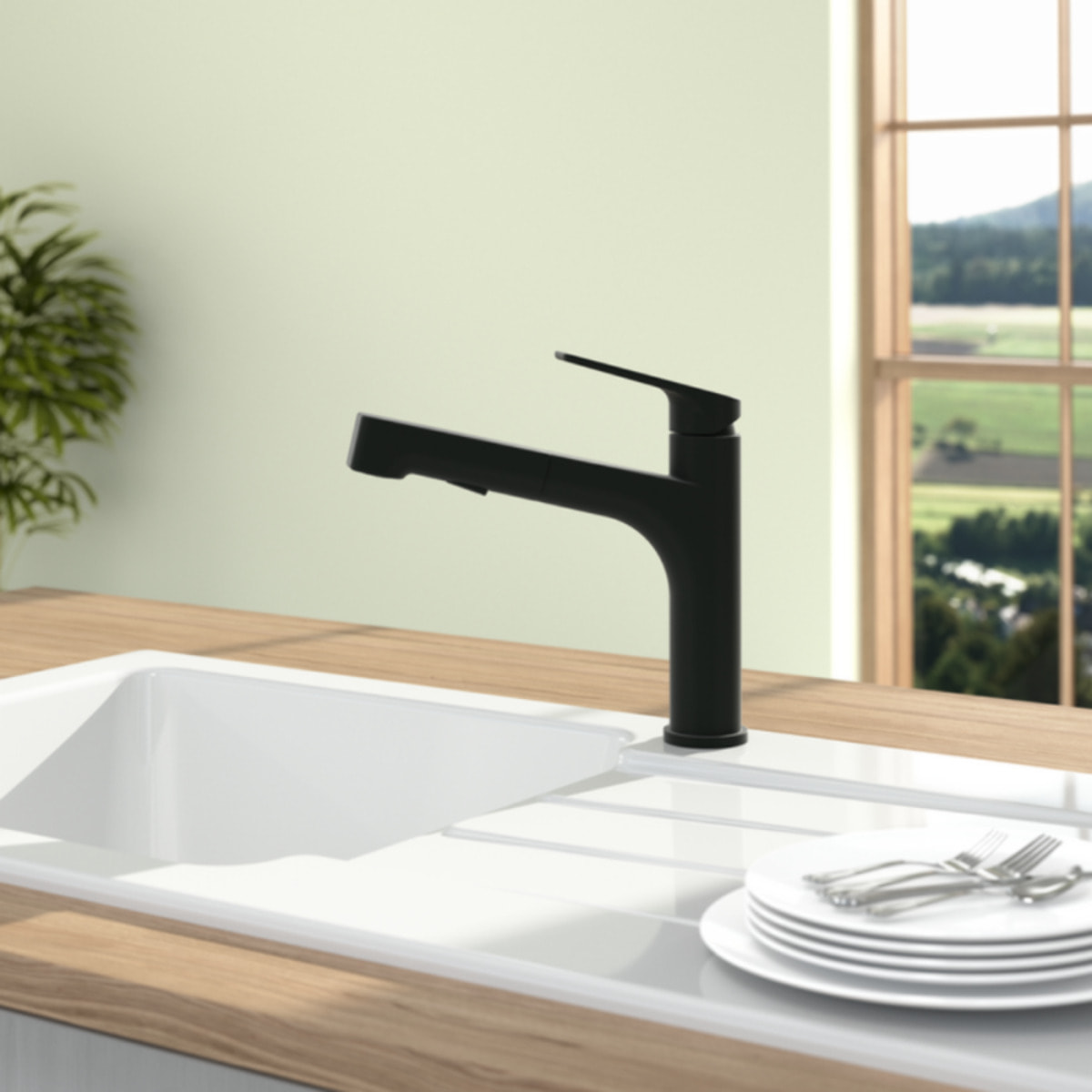 Robinet de cuisine avec douchette VILLEROY & BOCH Junis Sky Shower Noir mat