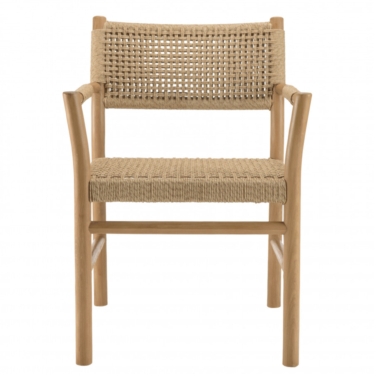 VALERIA - Lot de 2 fauteuils jardin accoudoirs teck rotin synthétique beige