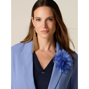Oltre - Giacca blazer con spilla a fiore - Azzurro