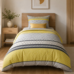 Parure de couette 2pcs 100% microfibre 55gsm vaxo jaune