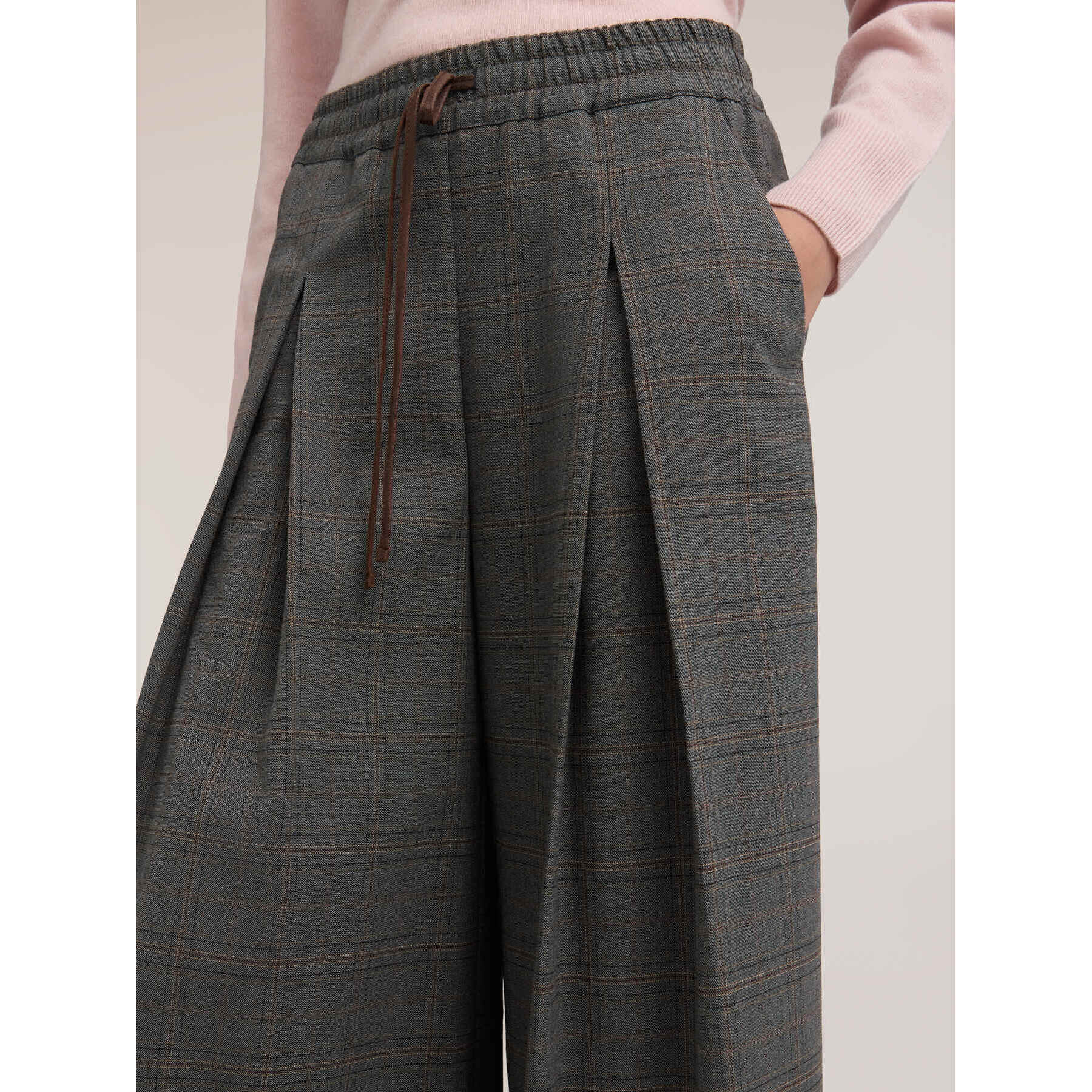 Motivi - Pantaloni palazzo fantasia check - Grigio